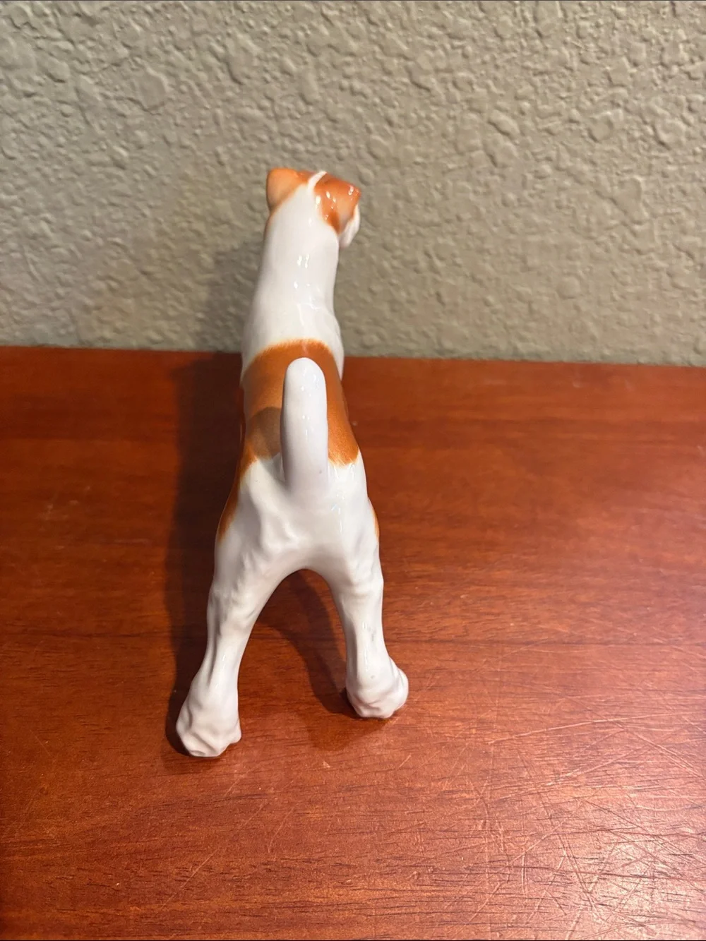 Porcelain Vintage Fox Terrier Dog Figurine - White & Brown - made in Russia